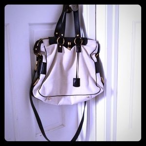 Ysl canvas bag with leather trim